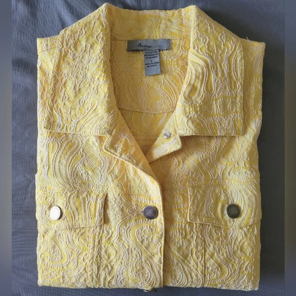 Analogy Stretchy Jacket / Blazer - Lemon Yellow, Sz L - VGC - Picture 9 of 9